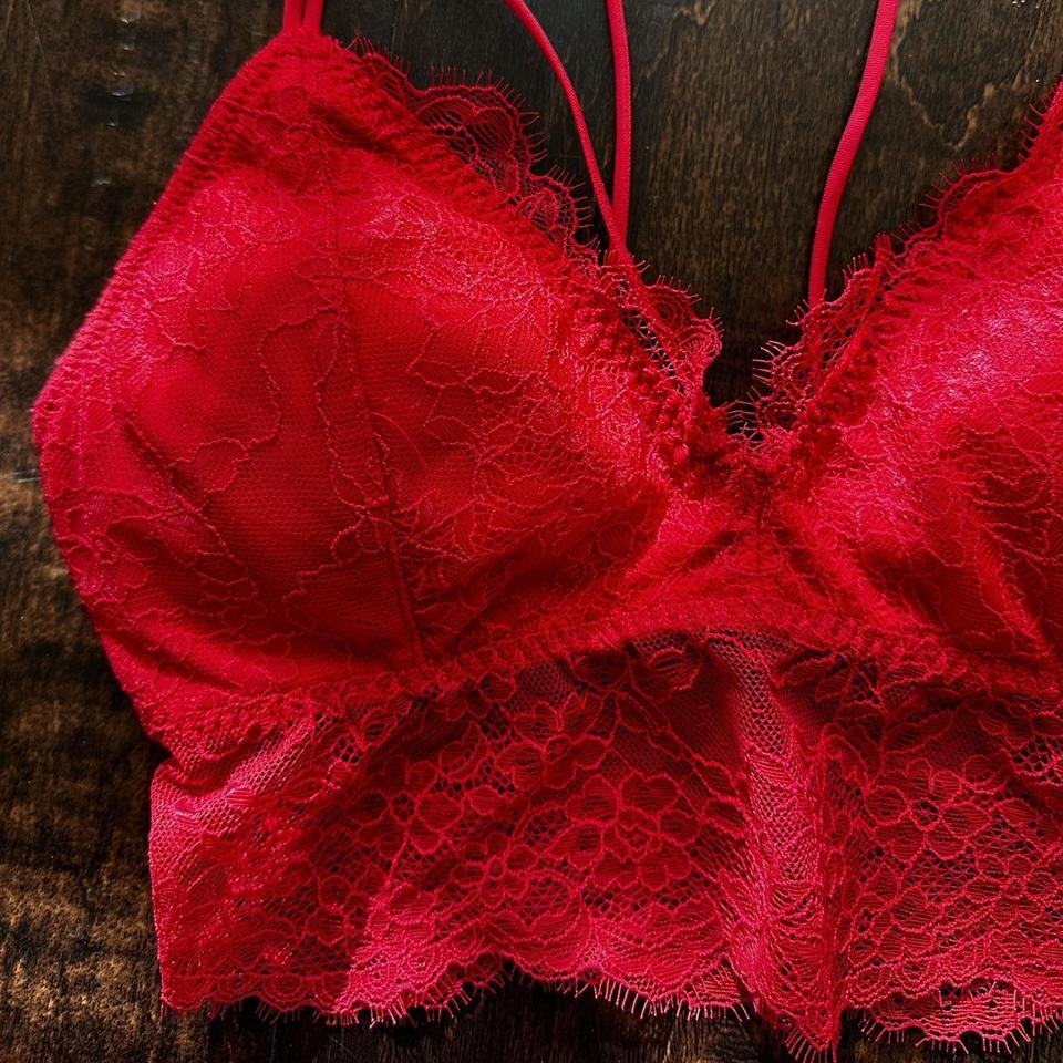 Hollister/Gilly Hicks red lace strappy bralette with - Depop