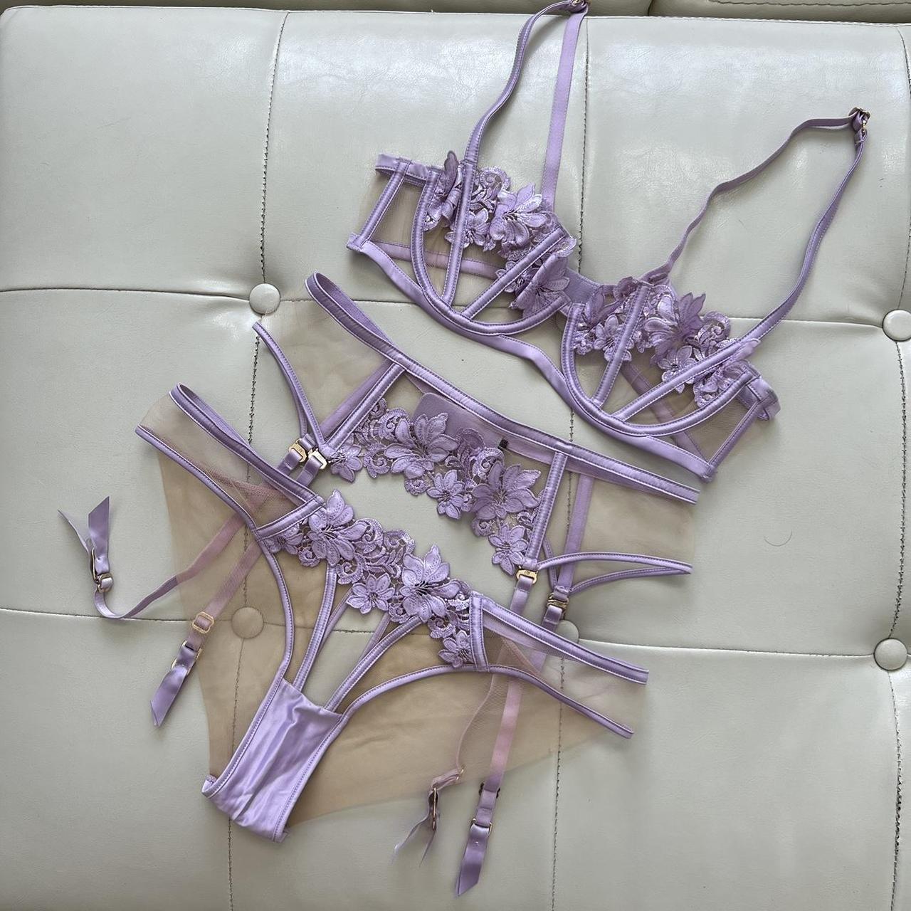 Honey Birdette Women's Purple Bra | Depop