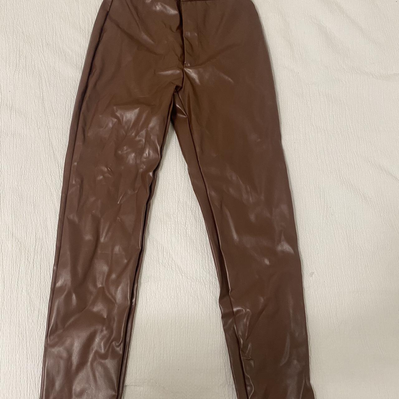 Brown leather pants - Depop