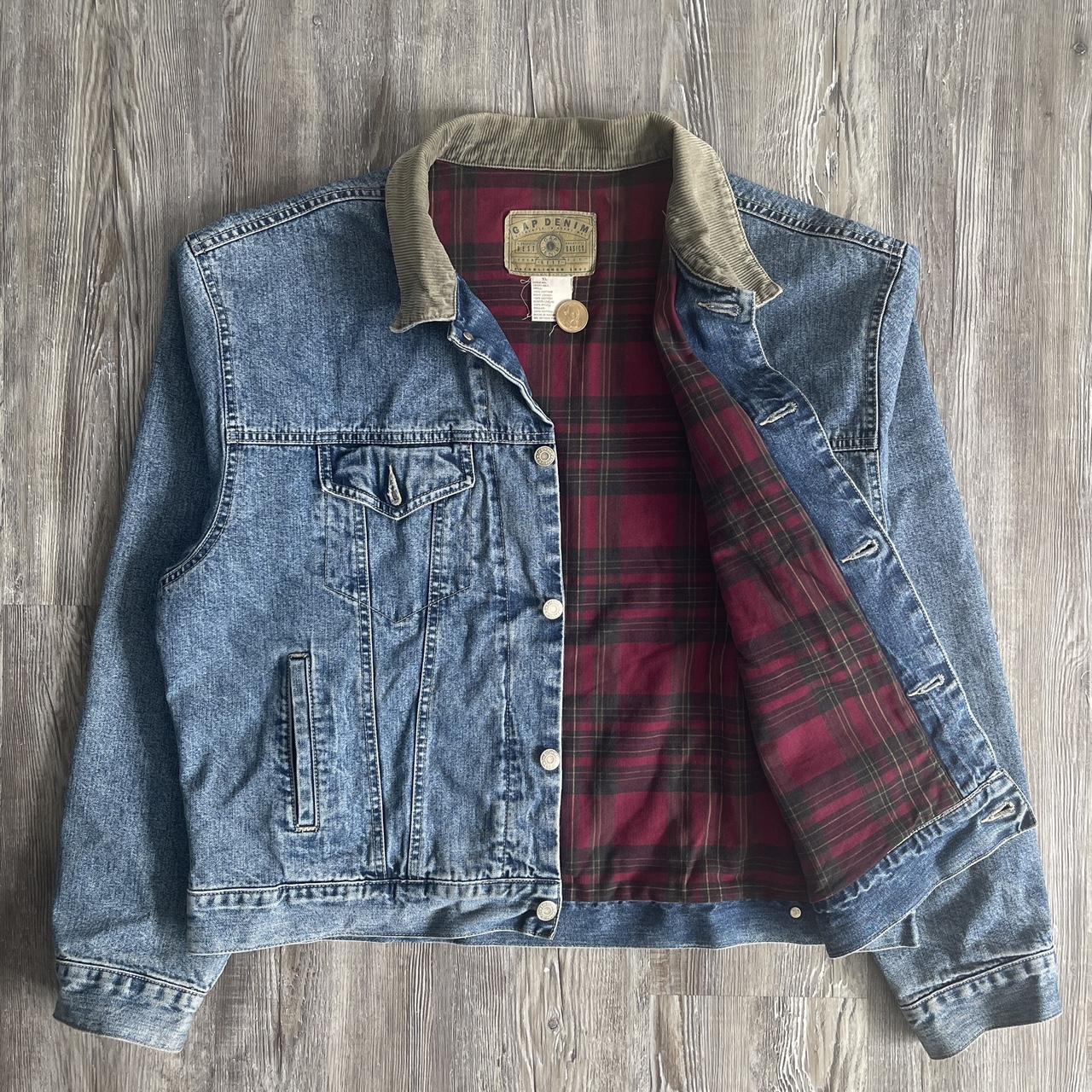 Gap Men's Blue and Burgundy Jacket | Depop