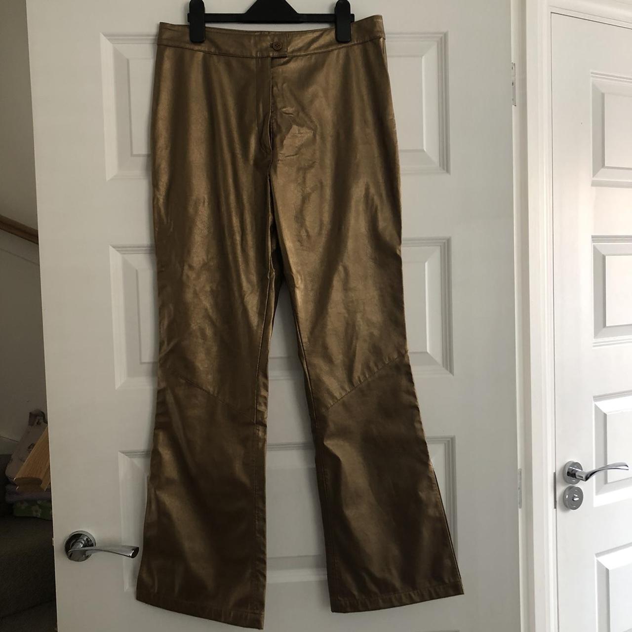Urban Outfitters Women's Gold Trousers | Depop
