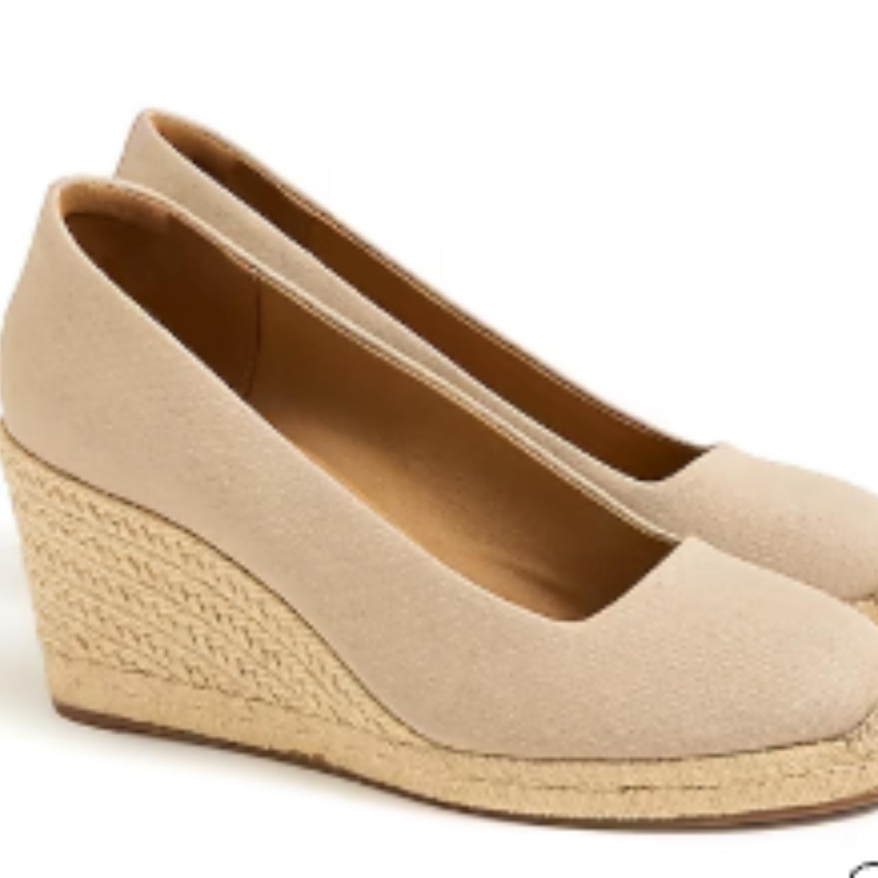 Jcrew Canvas espadrille wedges cream size Depop