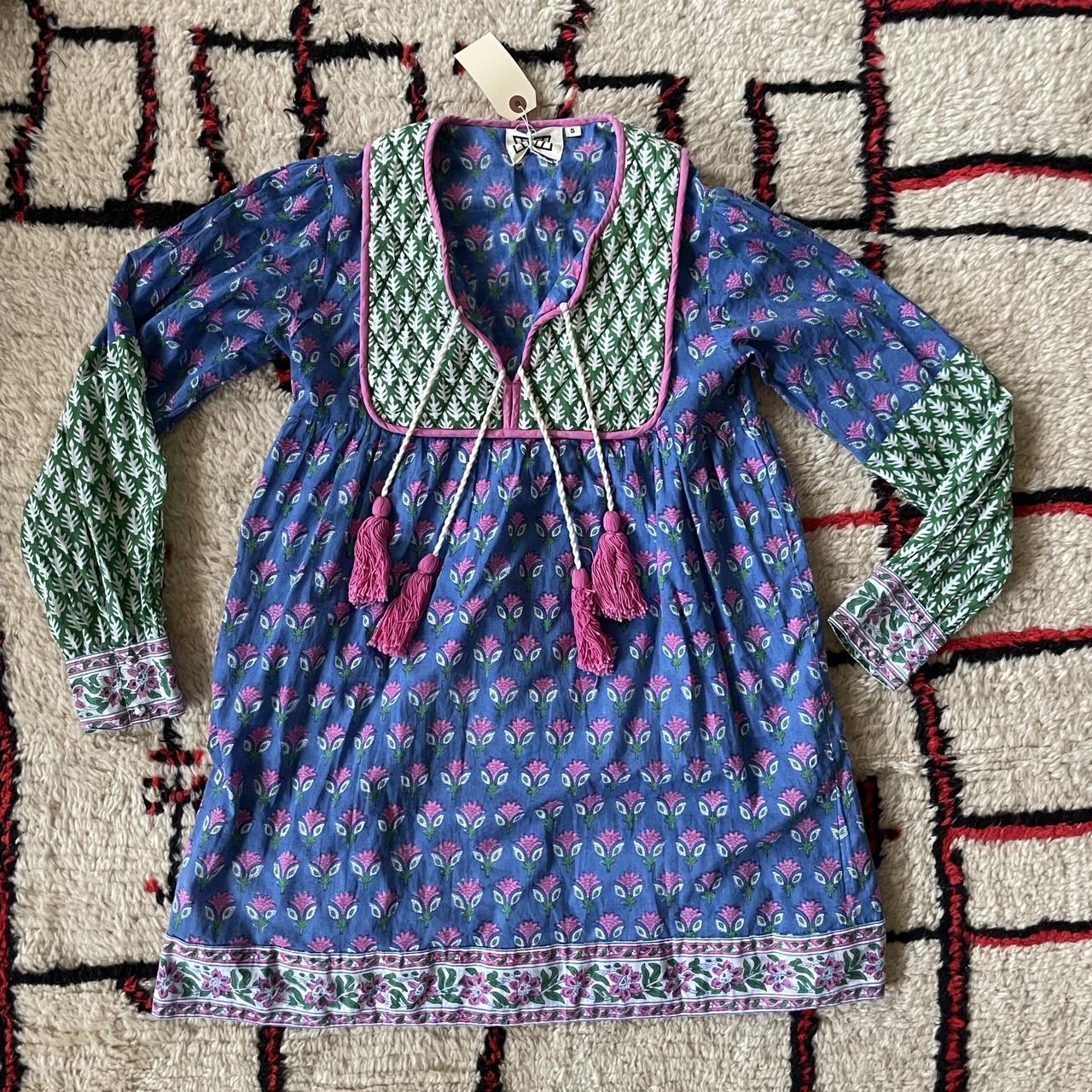 SZ Blockprints caftan mini-dress size small. 100%... - Depop