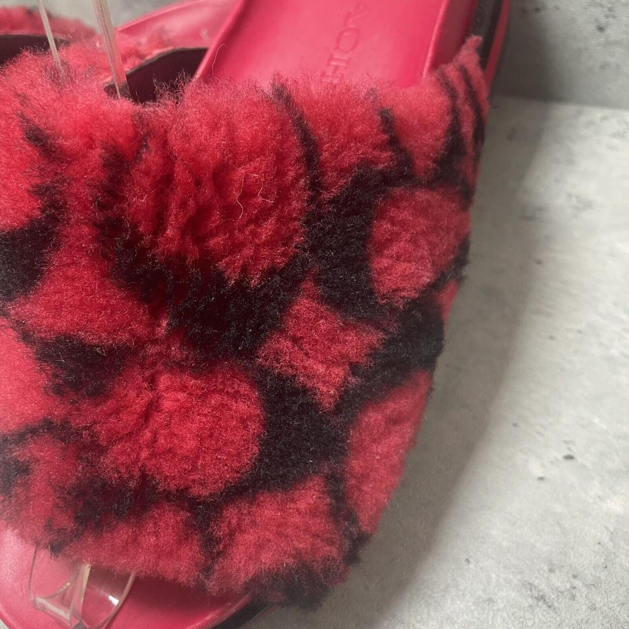 Coach Khloe Logo Monogram Slides Red Holly Shearling Depop