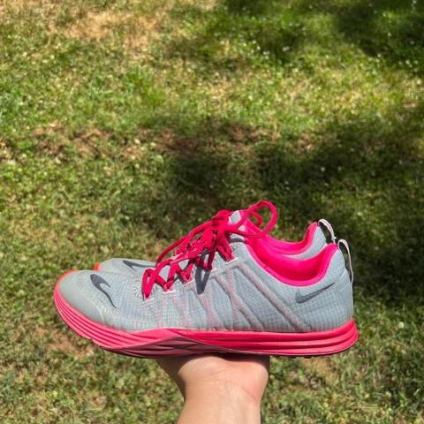 Nike lunar cross element shoes. Pink and grey nike Depop