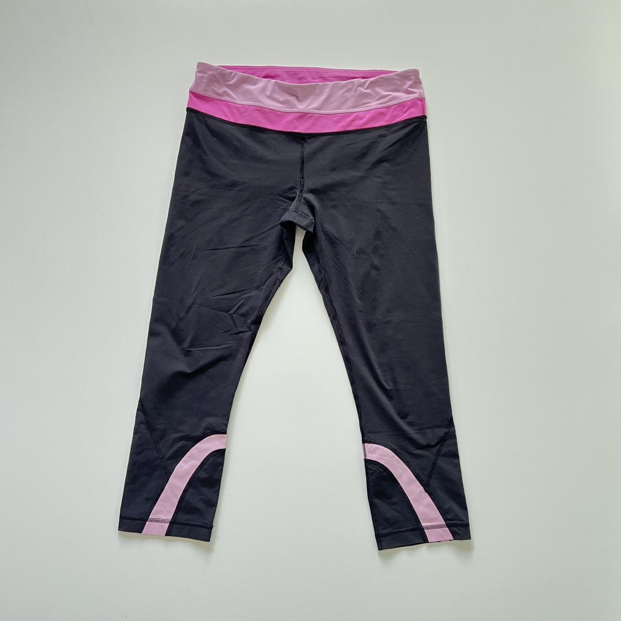 Lululemon run inspire crop leggings pink and black - Depop