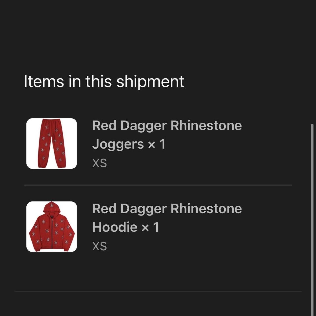 Red Dagger Rhinestone Hoodie Size xs Kodak Black... - Depop