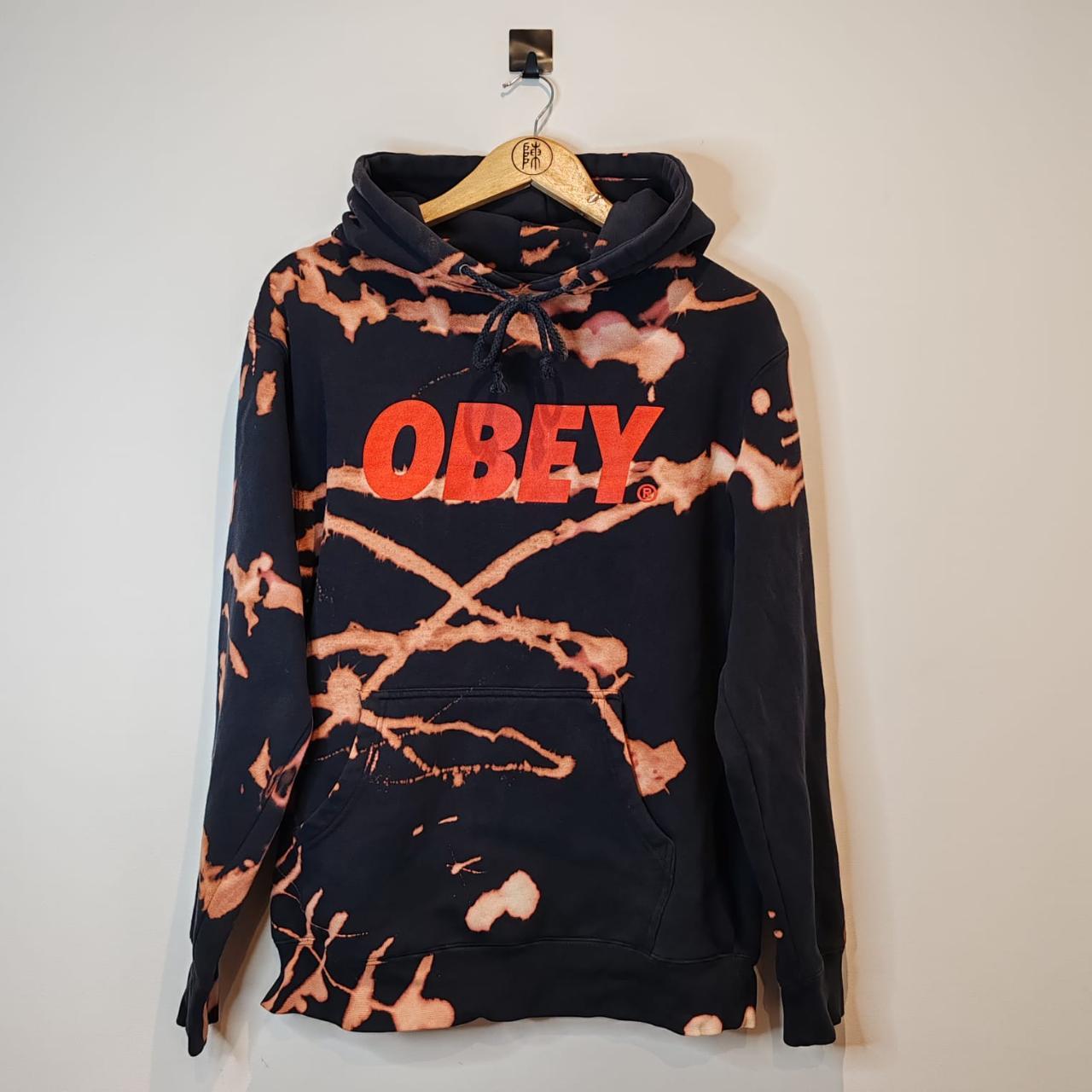 Obey navy blue tie dye rework hoodie. Pink tie dye