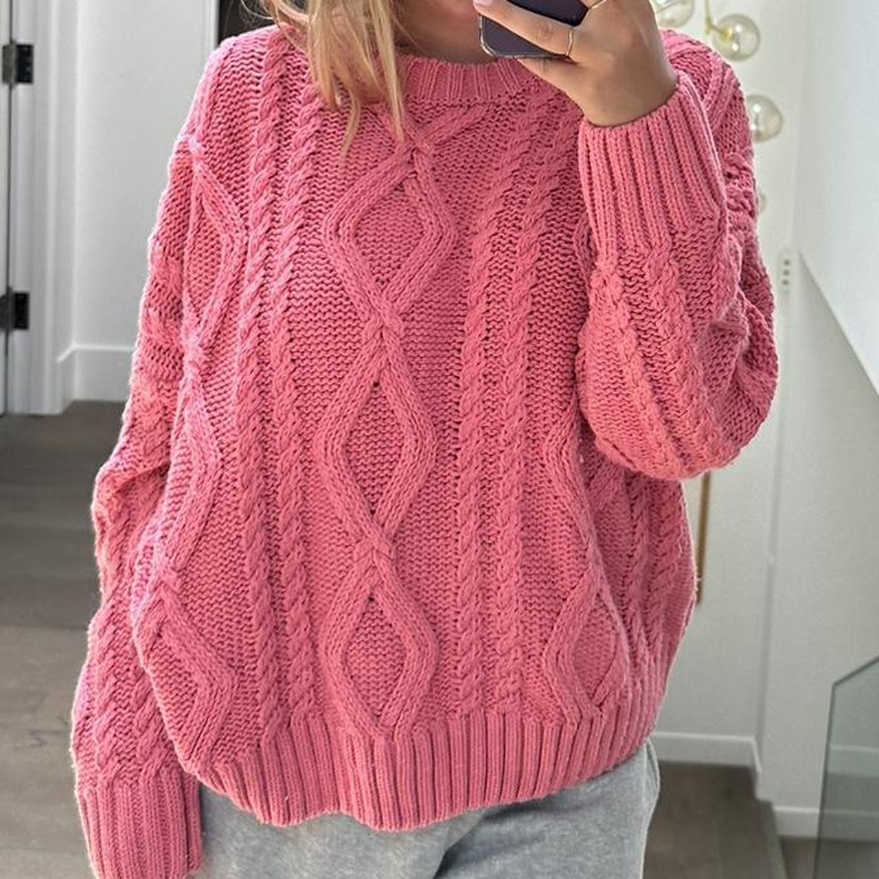 PRINCESS POLLY PINK CABLE KNIT SWEATER SIZE S/M Depop