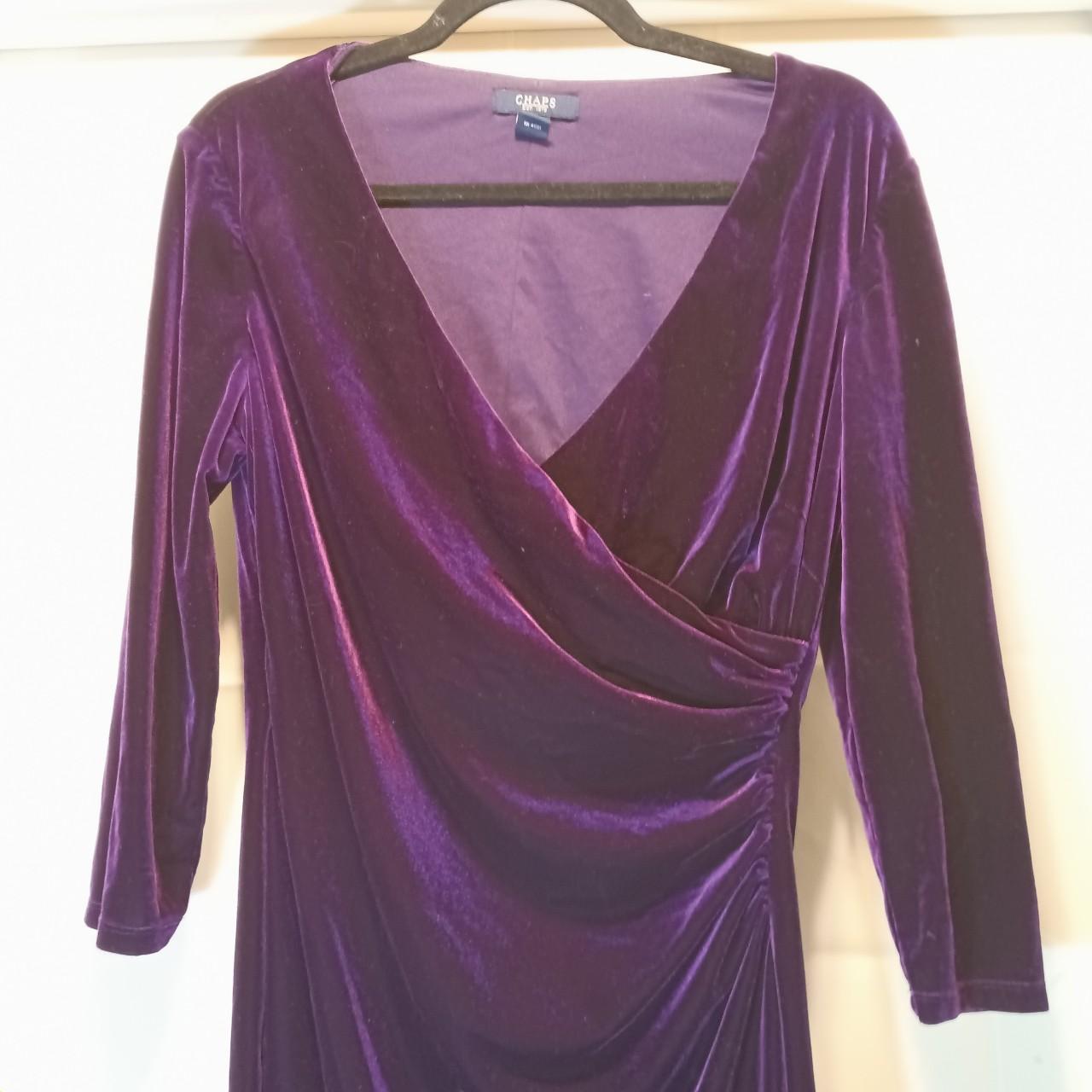 Chaps 'velvet' deep purple dress. Size 8; mostly... - Depop