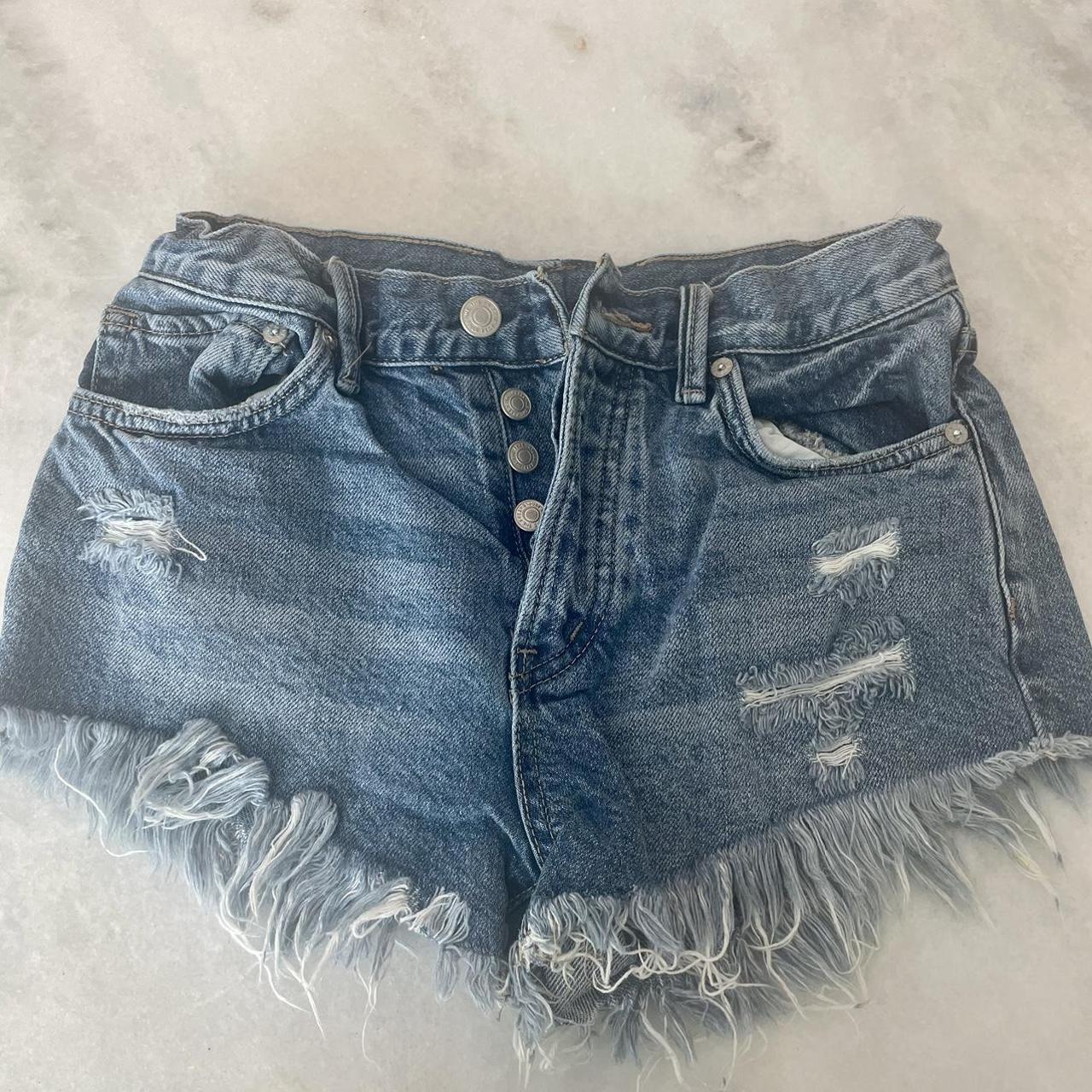 We the free denim shorts. Size 24 but altered at... - Depop