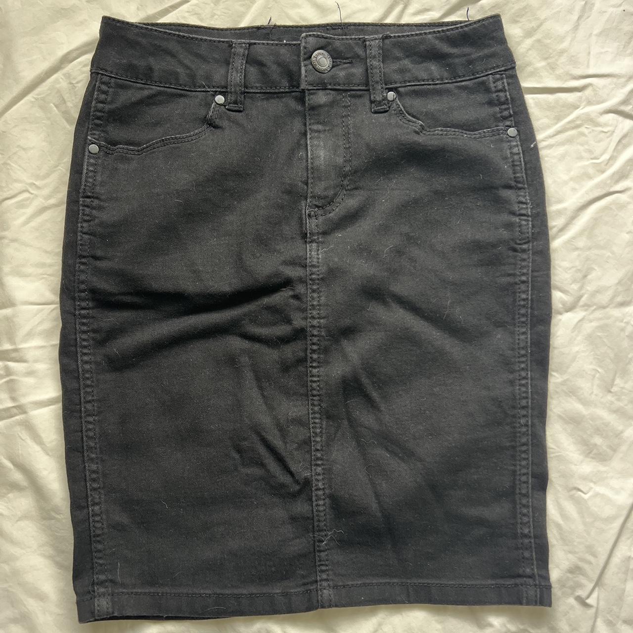 Tight fitting black denim skirt Depop