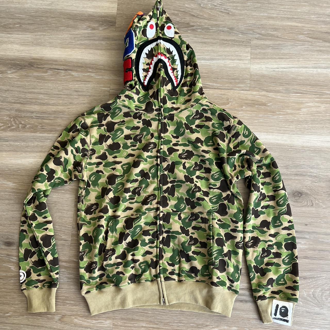 Bape Hoodie A Bathing Ape Zip Up Sweatshirt Camo - Depop