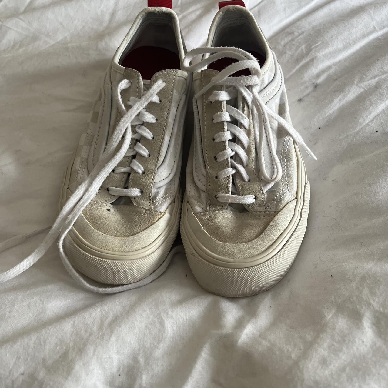 White and cream vans size 3. - Depop