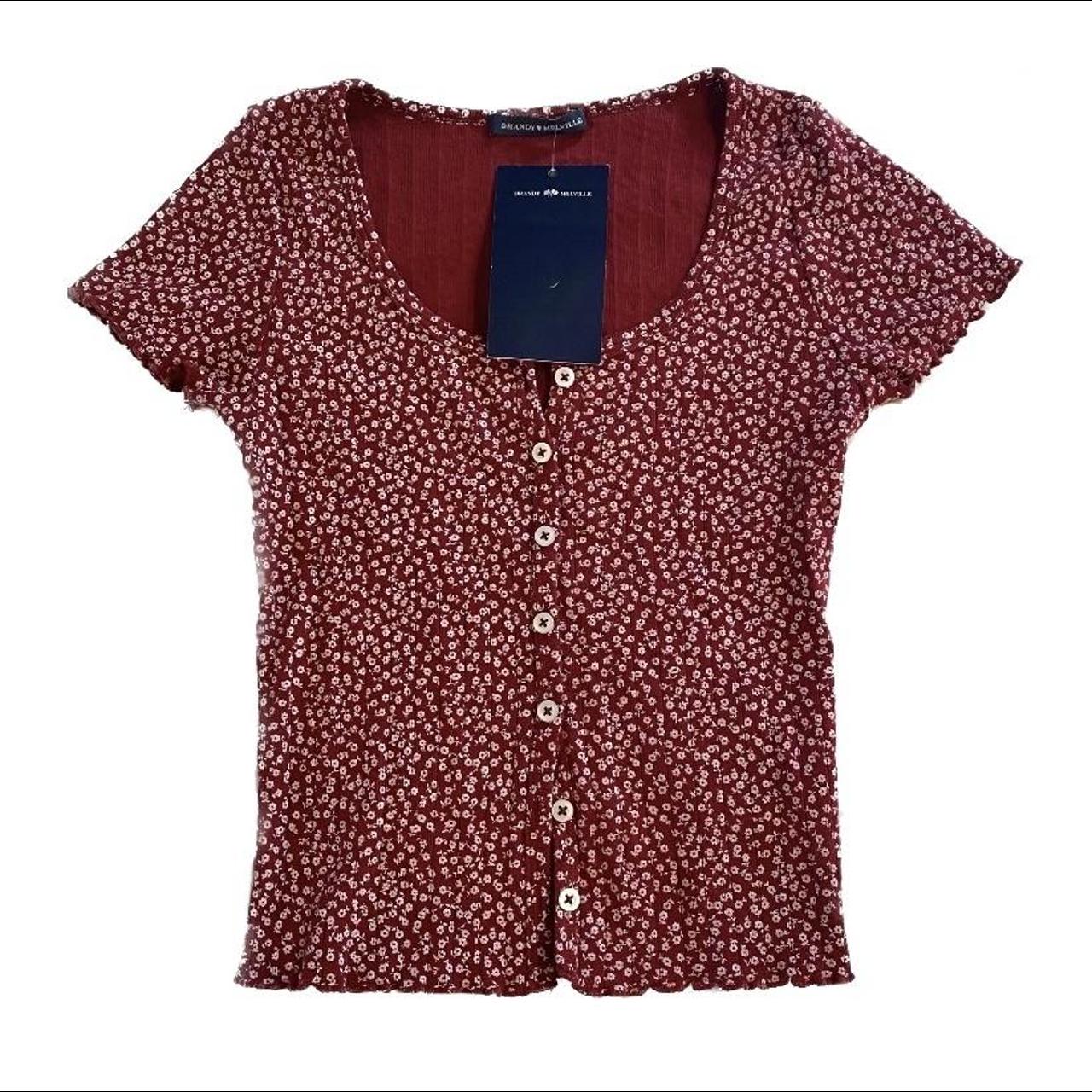 Brandy Melville Red Floral Zelly Top