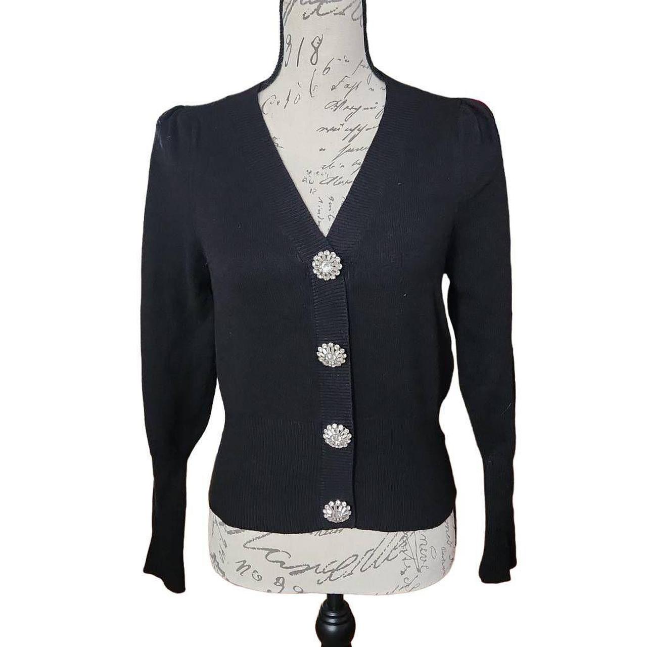 Express Women's Black and Silver Cardigan Depop