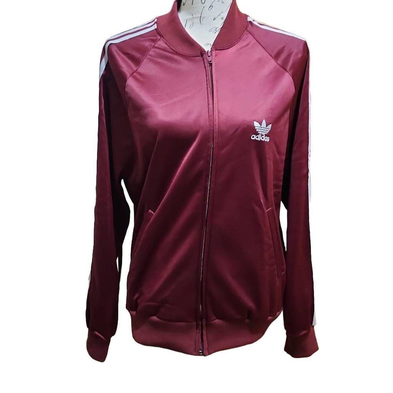 Adidas maroon & online pink satin track jacket