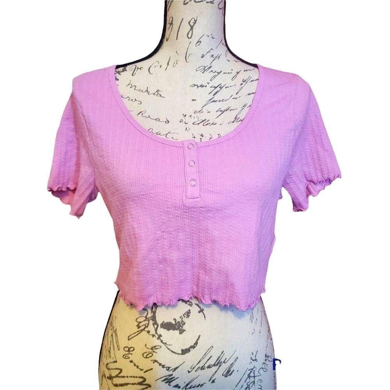 Women's Bp. Crop Henley Top, Size Medium - Pink 