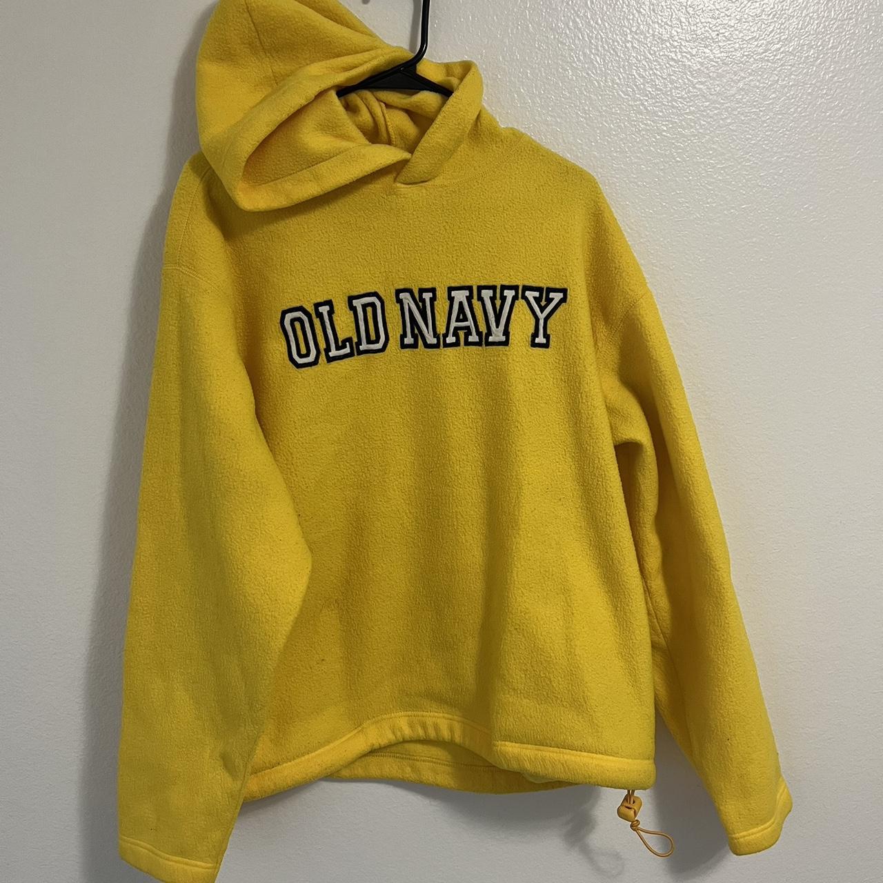 Yellow vintage old navy fleece hoodie. Adjustable waist