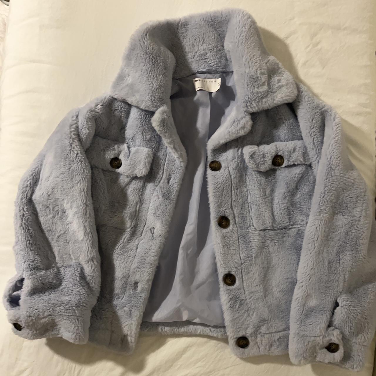 Light blue faux fur jacket #fauxfur