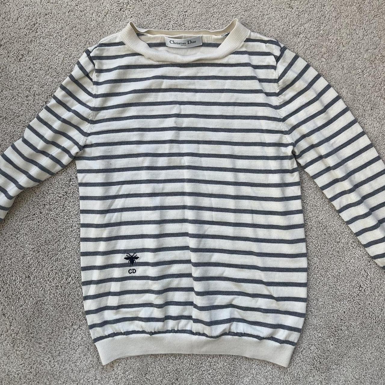 Dior Mens Black Red White Stripe Jumper With Bee Logo (Small)