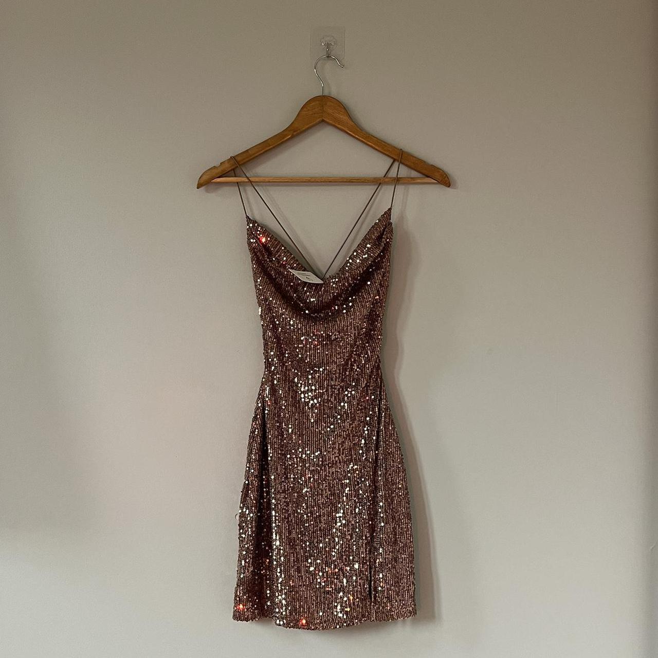 Champagne Sequin Mini Dress / Windsor Fit size... - Depop