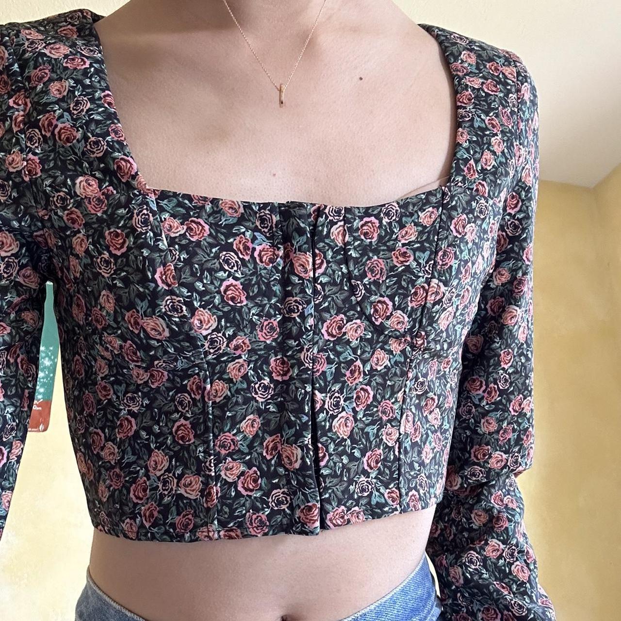 Zara floral top with corset/bustier details