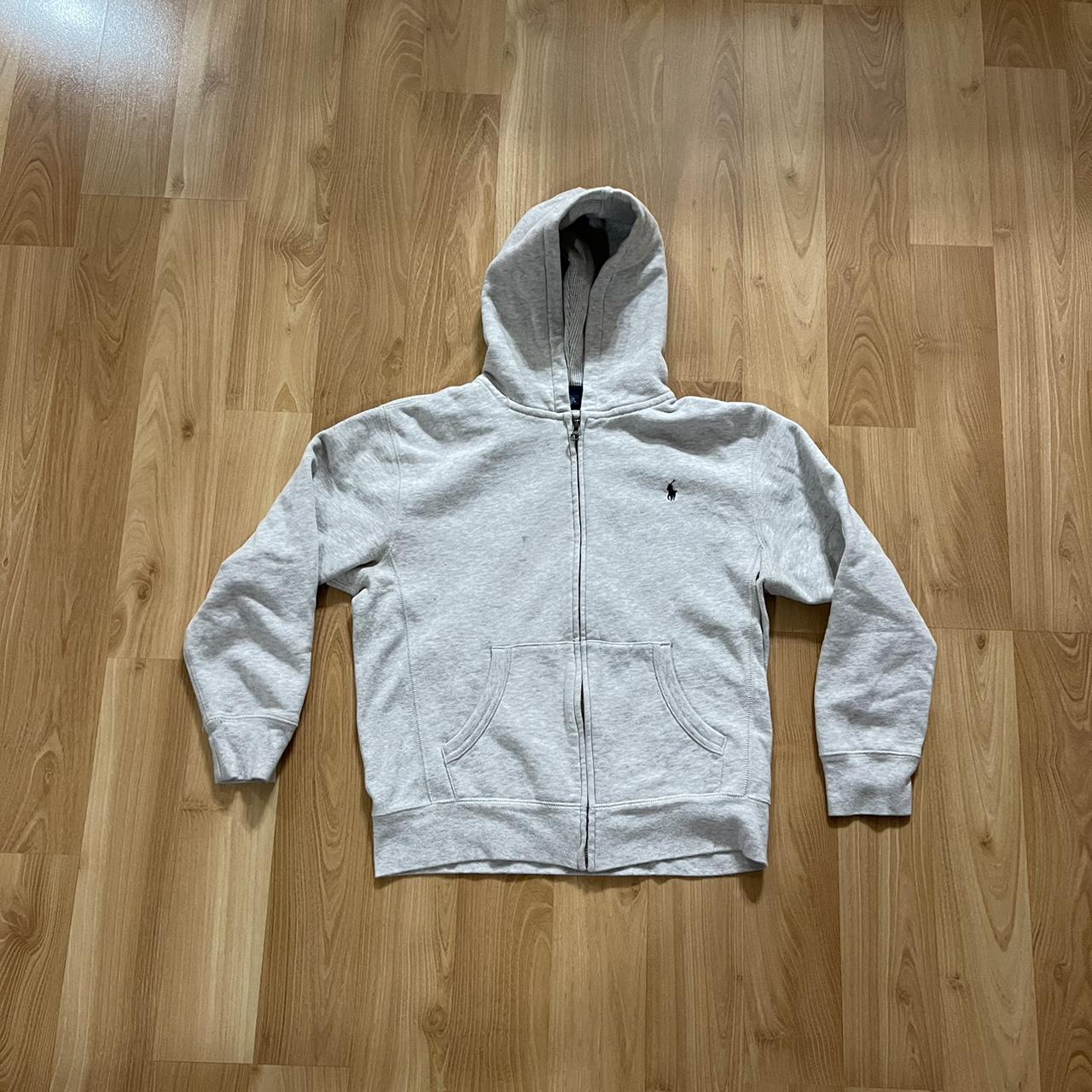 Polo zip up hoodie! Grey polo Hoodie SIZE... Depop