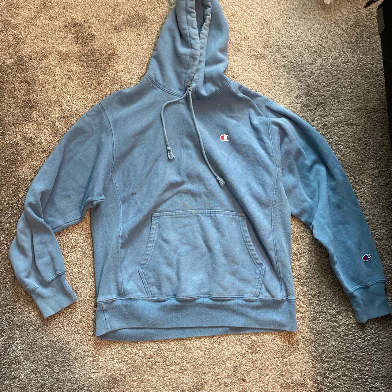 Champion reverse weave store hoodie blue mylar