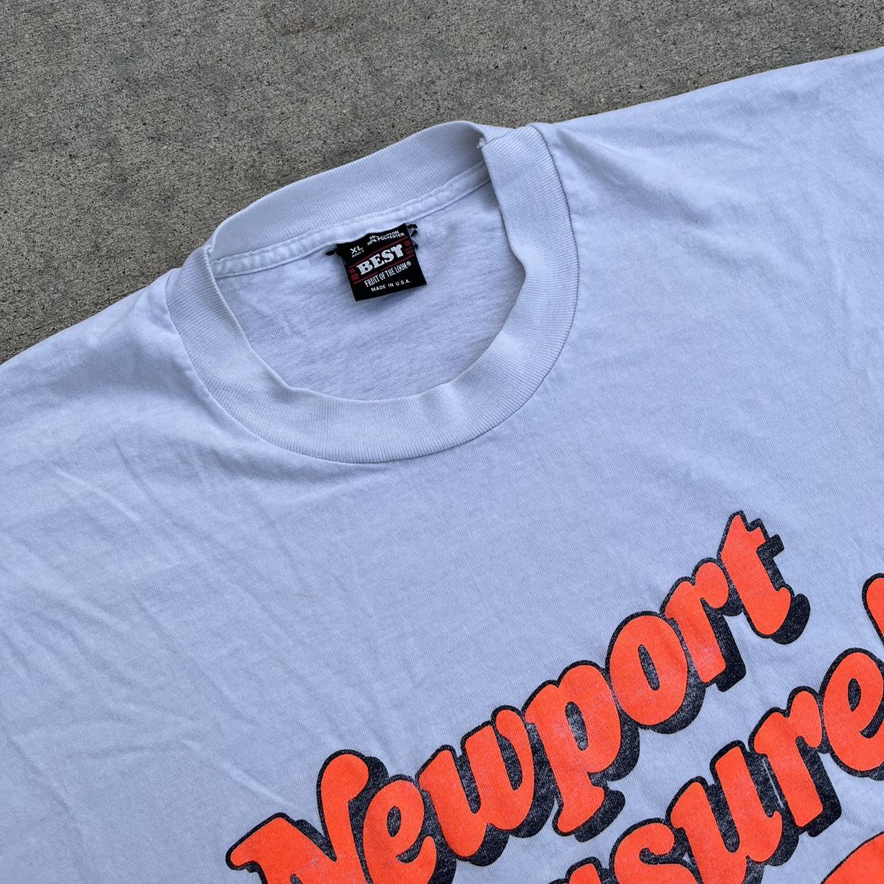Newport Men's White and Orange T-shirt | Depop