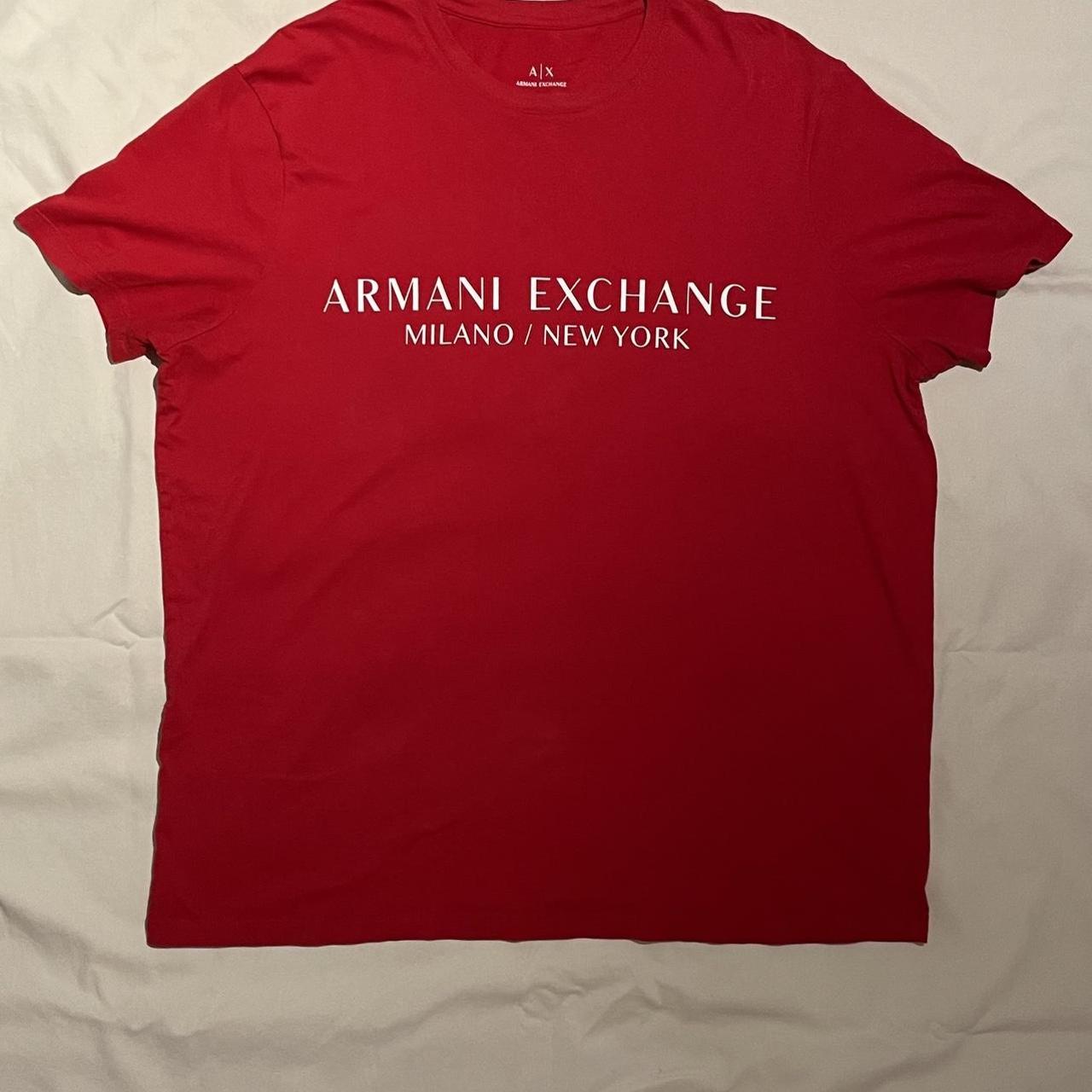 Armani Exchange Men's Red Tshirt Depop