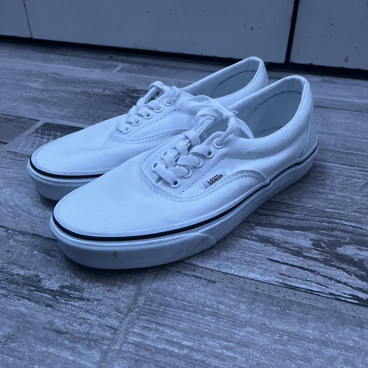 Mens white vans hot sale with black stripe