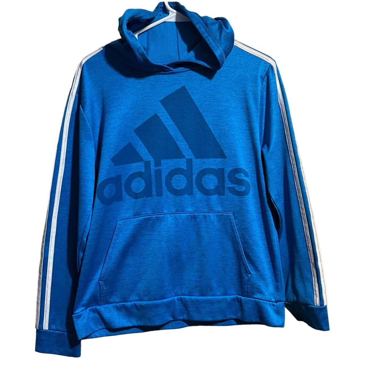 Boys Youth ADIDAS Blue Long Sleeve Hoodie Pull Over... Depop