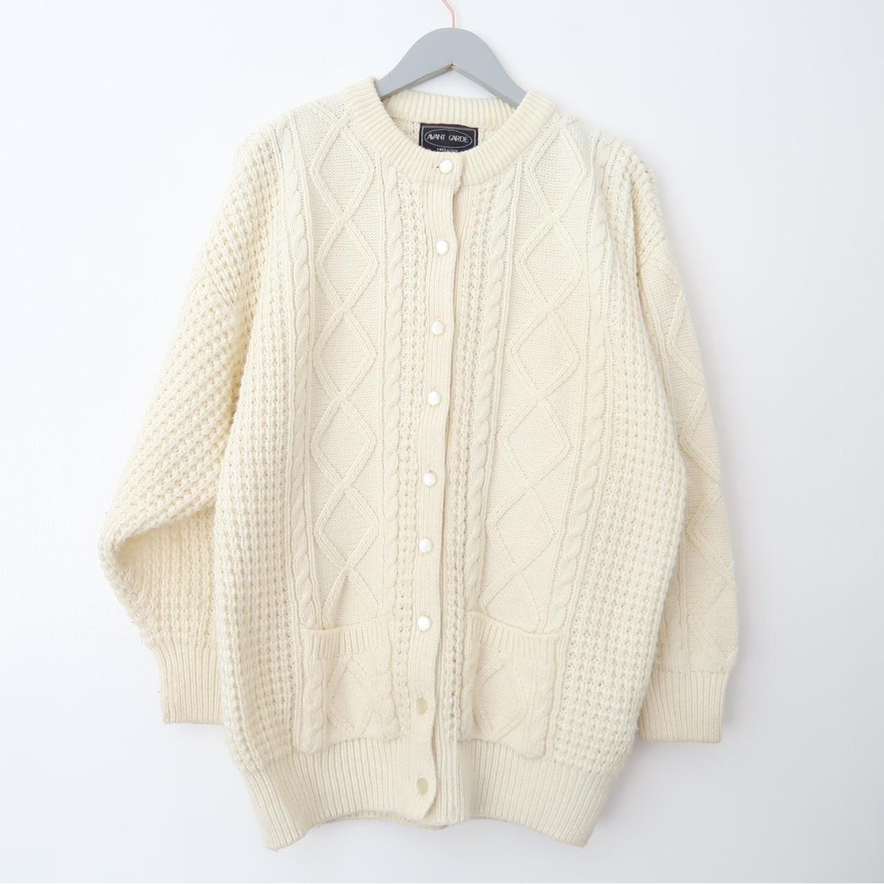 Vintage cream knitted cardigan Free size so would Depop