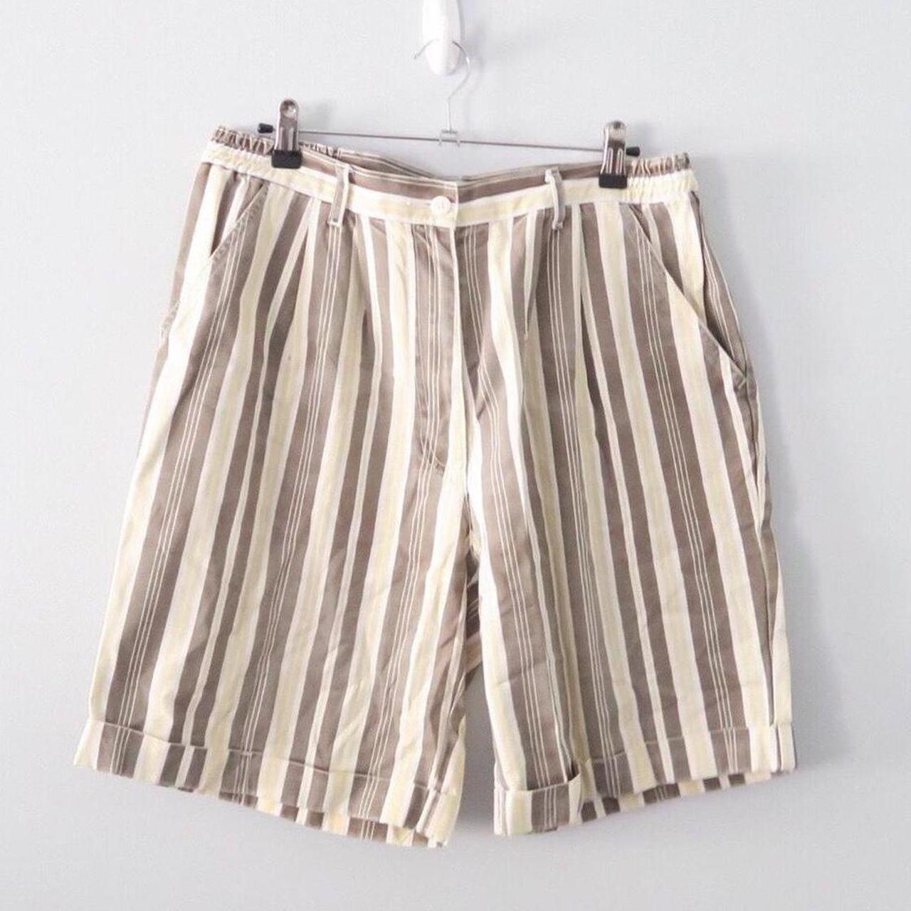 vintage 90s high waisted striped shorts. Yellow and