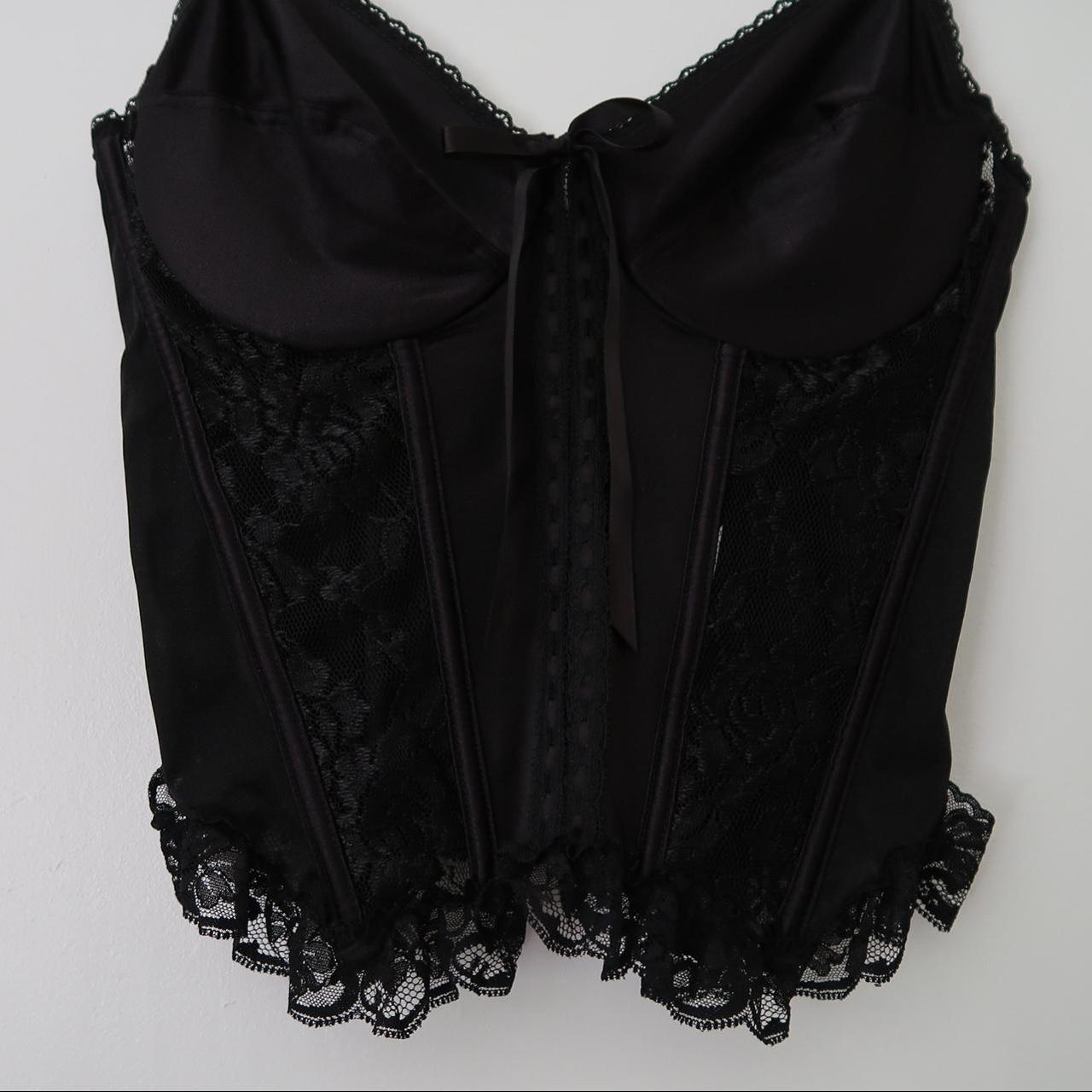 Y2k black corset top. Lace mesh body but the bust is... - Depop