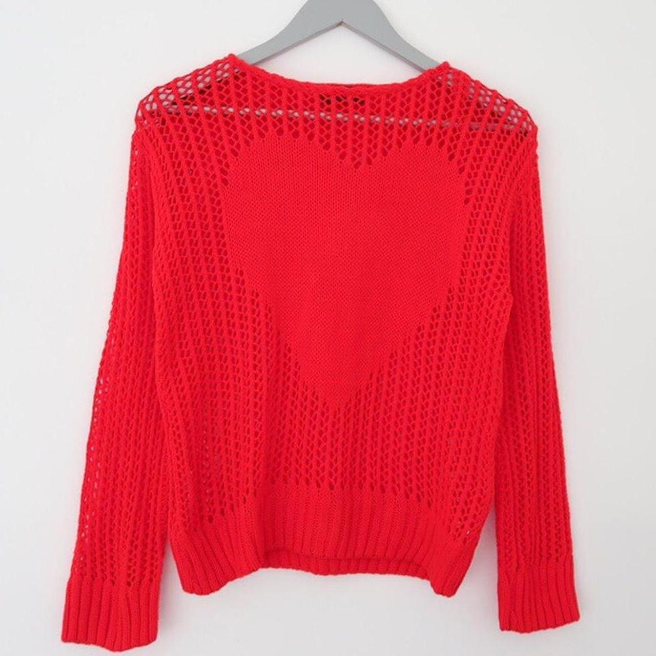 red y2k knitted jumper. with heart on the front and... - Depop