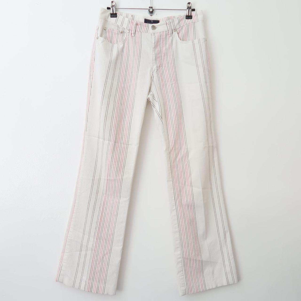 Y2k white striped bootcut jeans. Labeled Uk size 28