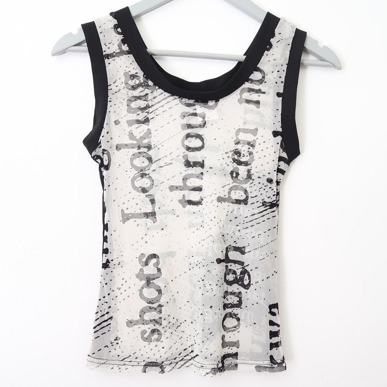 y2k sheer mesh tank top. Newspaper writing pattern. Depop