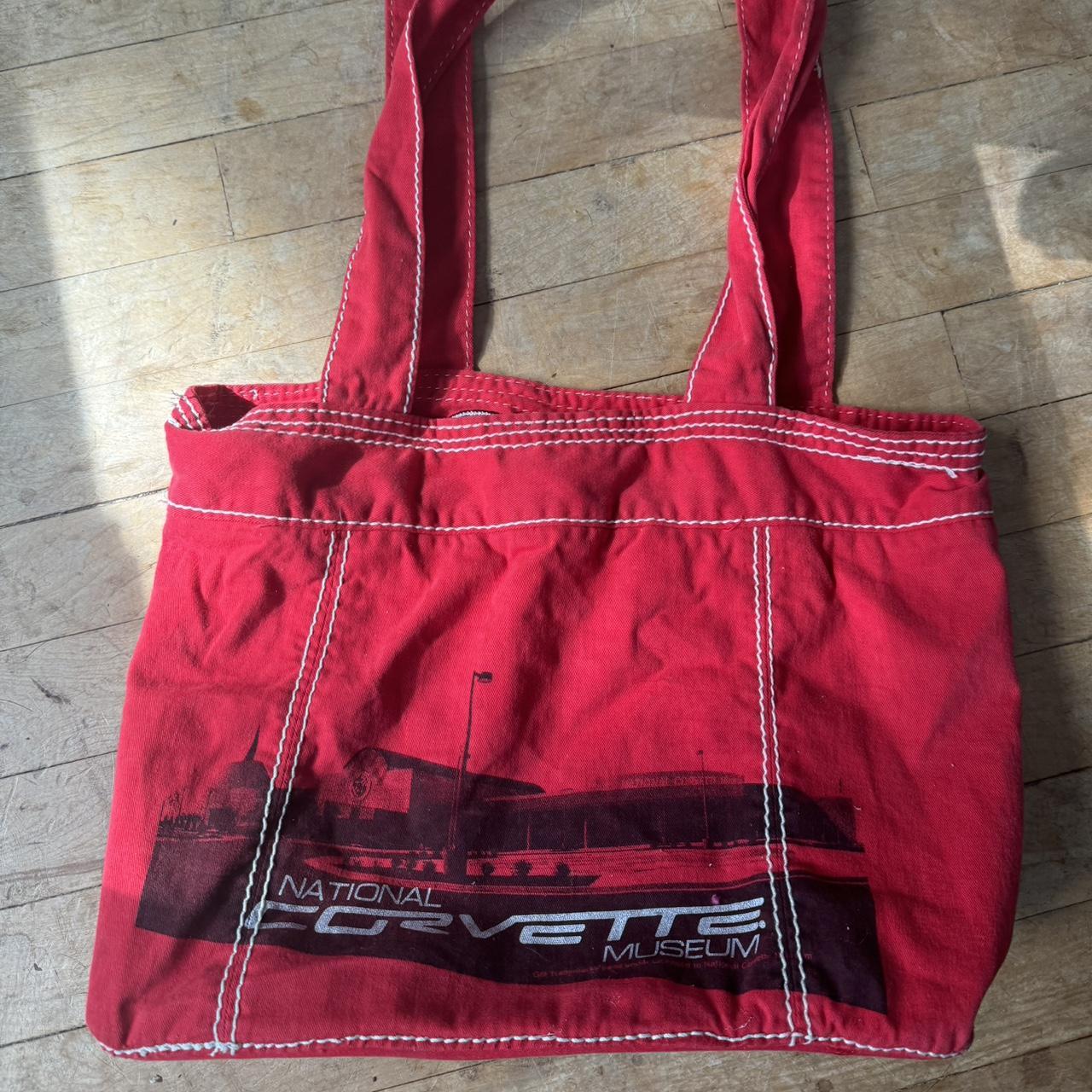 Corvette museum X champion red and white tote bag