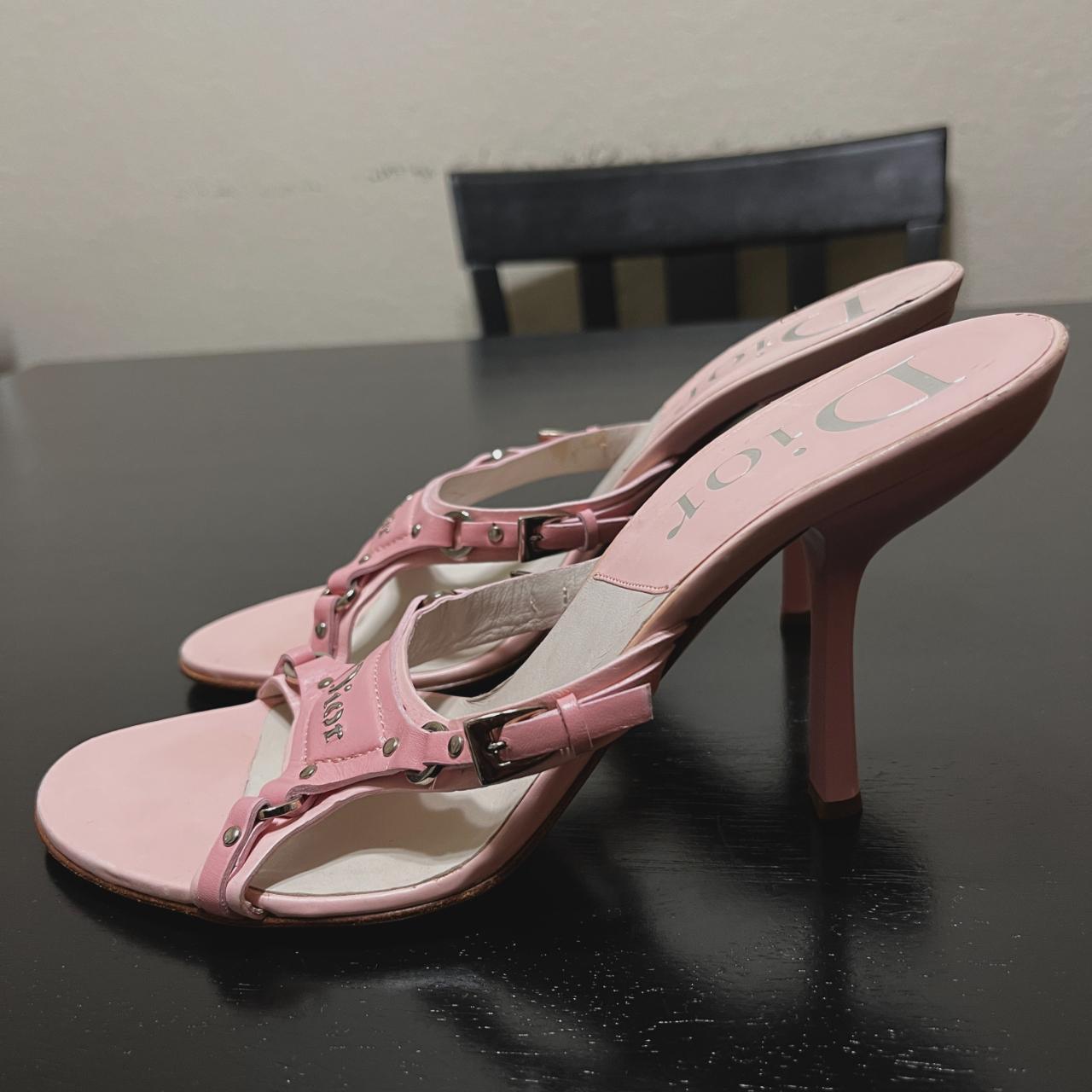 Dior Women's Pink Heels Vintage Dior Bondage... - Depop