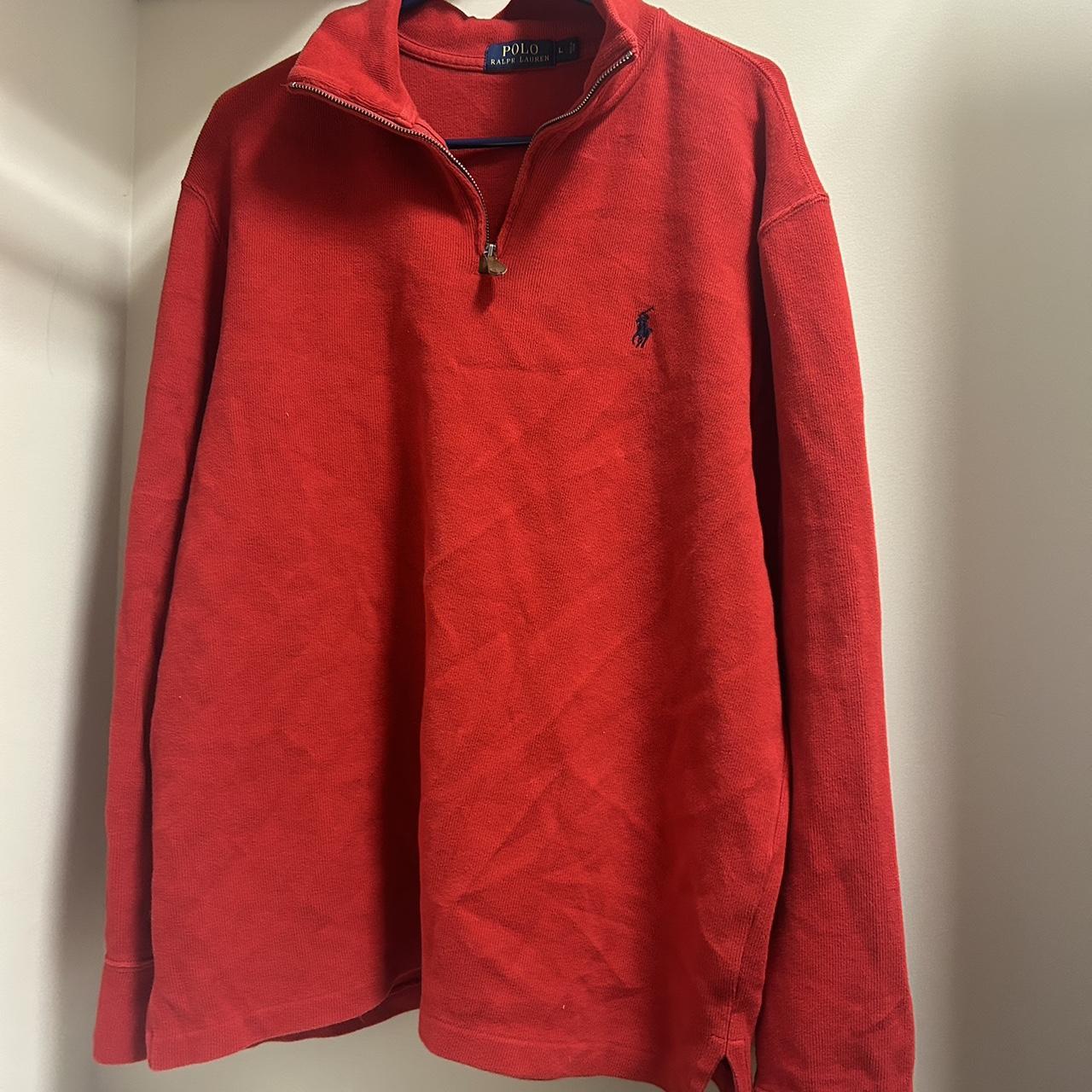 Red Polo Ralph Lauren Quarter Zip Sweater In Great Depop