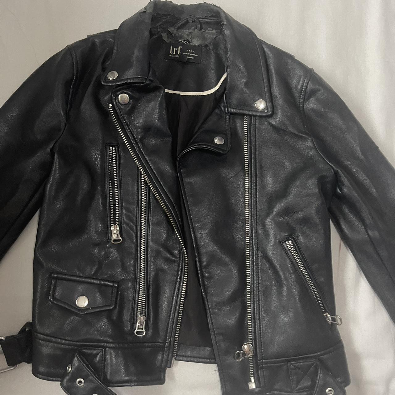 Zara Black Leather Jacket Worn Out Material Breaking Depop