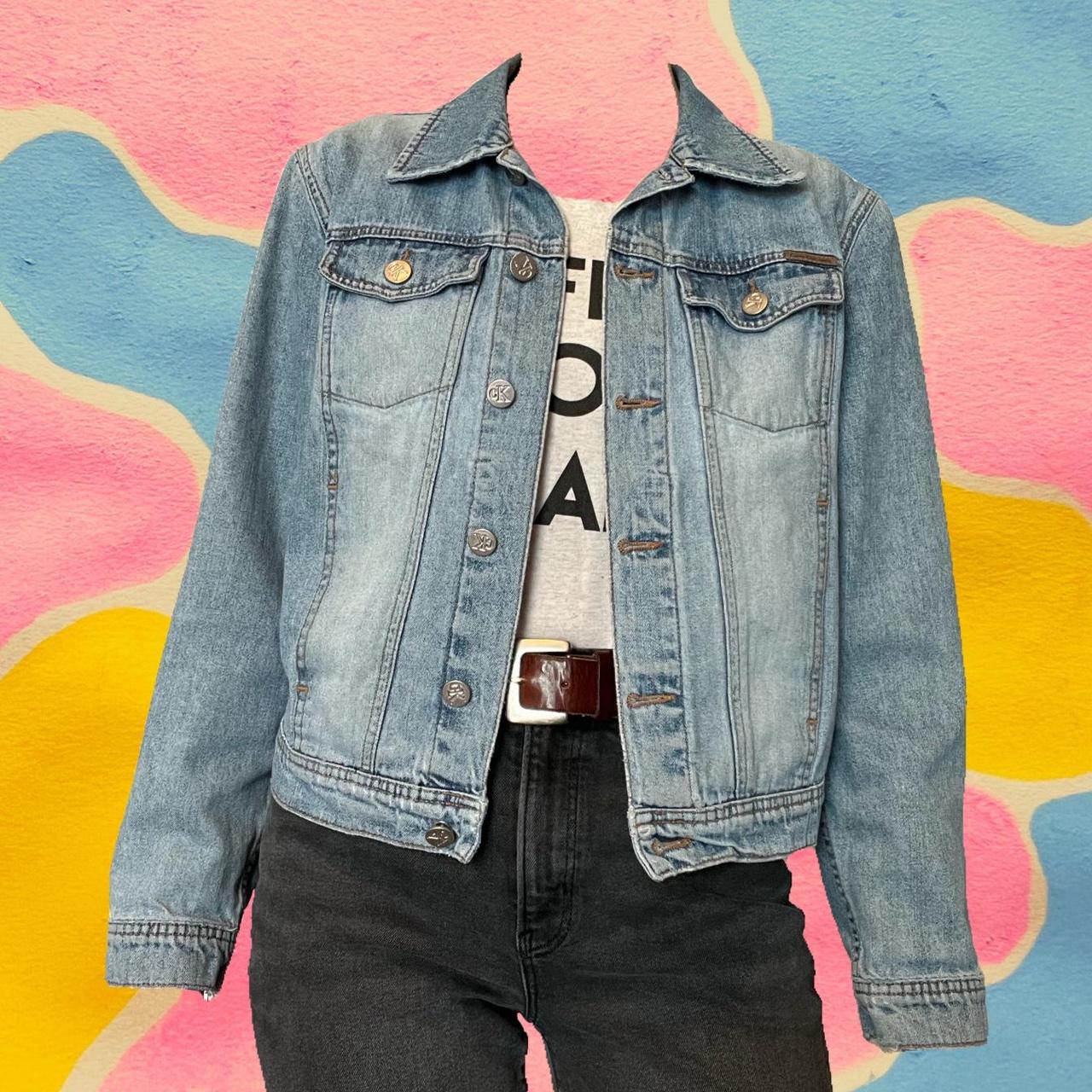 Womens denim jacket discount with inside pockets