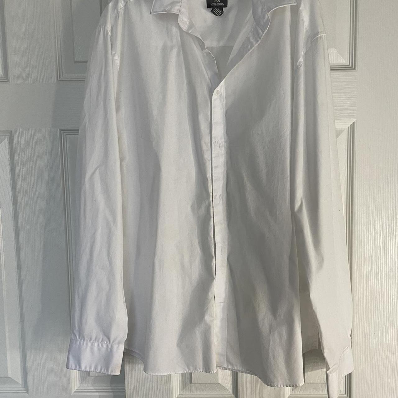 H&M White Button Up long sleeve Size XXL #trendy - Depop