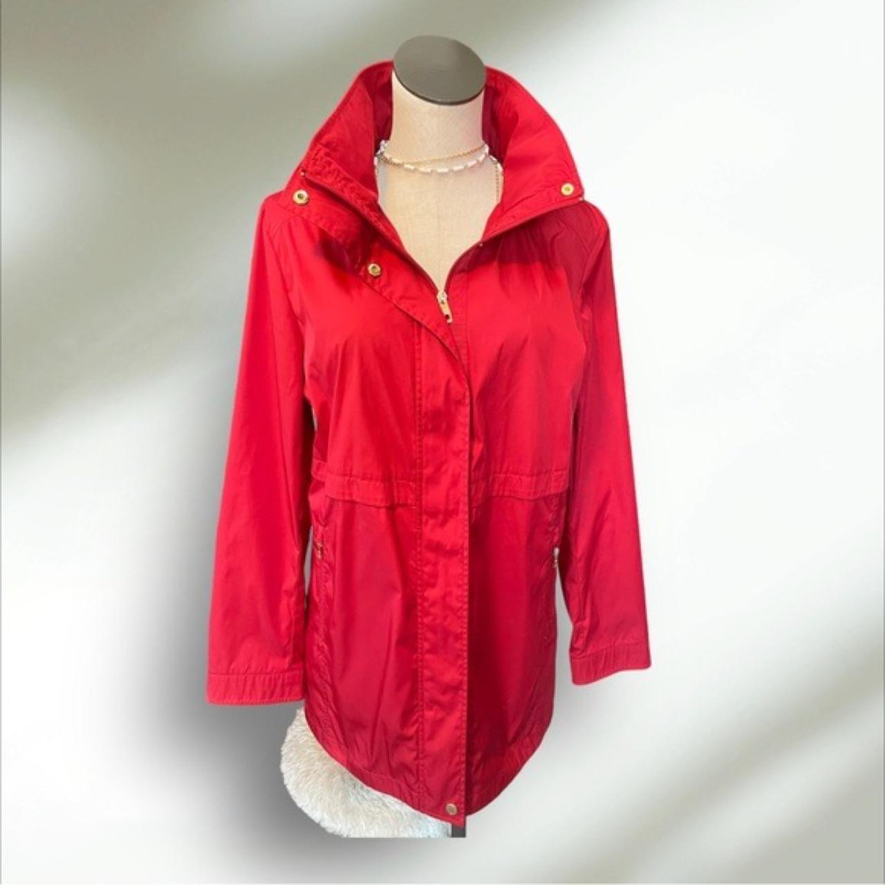 Cole Haan Large Hooded Red Rain Trench Coat