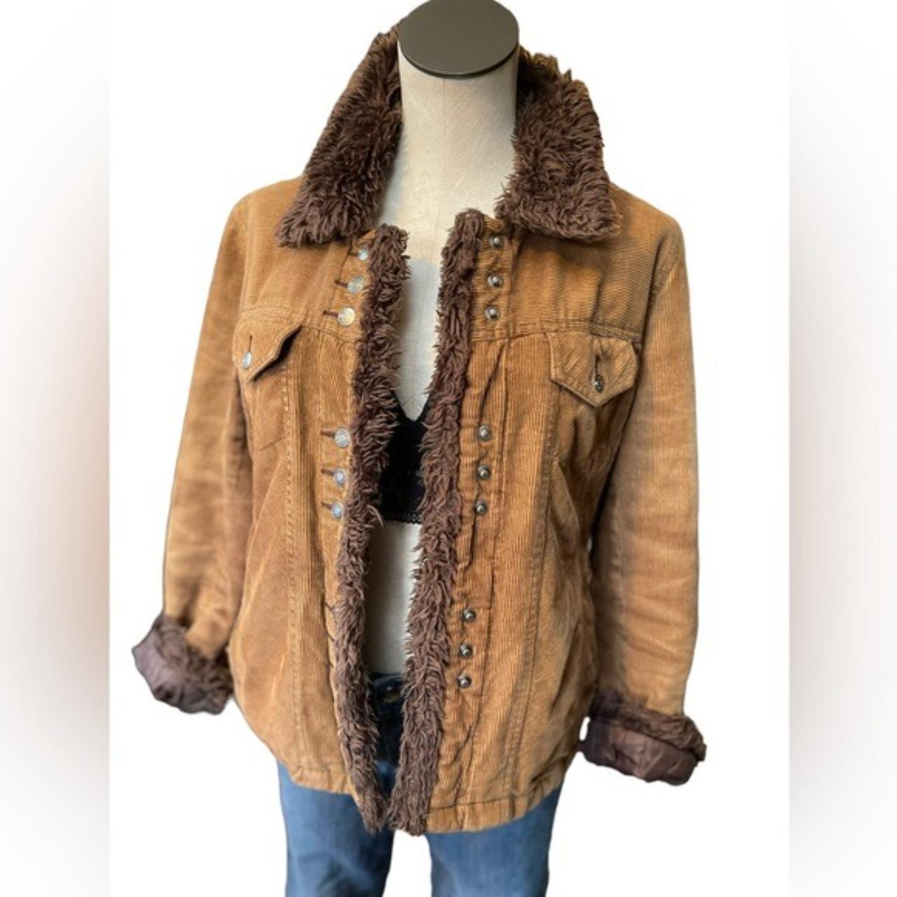 Faux fur shop lined corduroy jacket