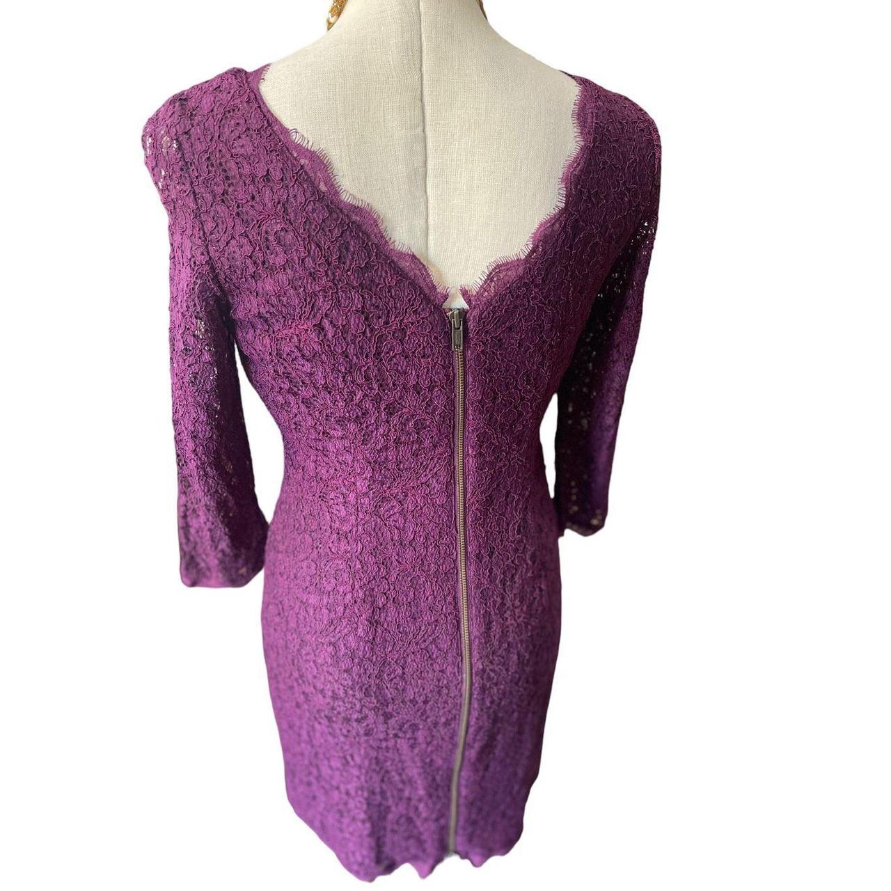 Adrianna Papell Long Sleeve Magenta Lace Dress size Depop