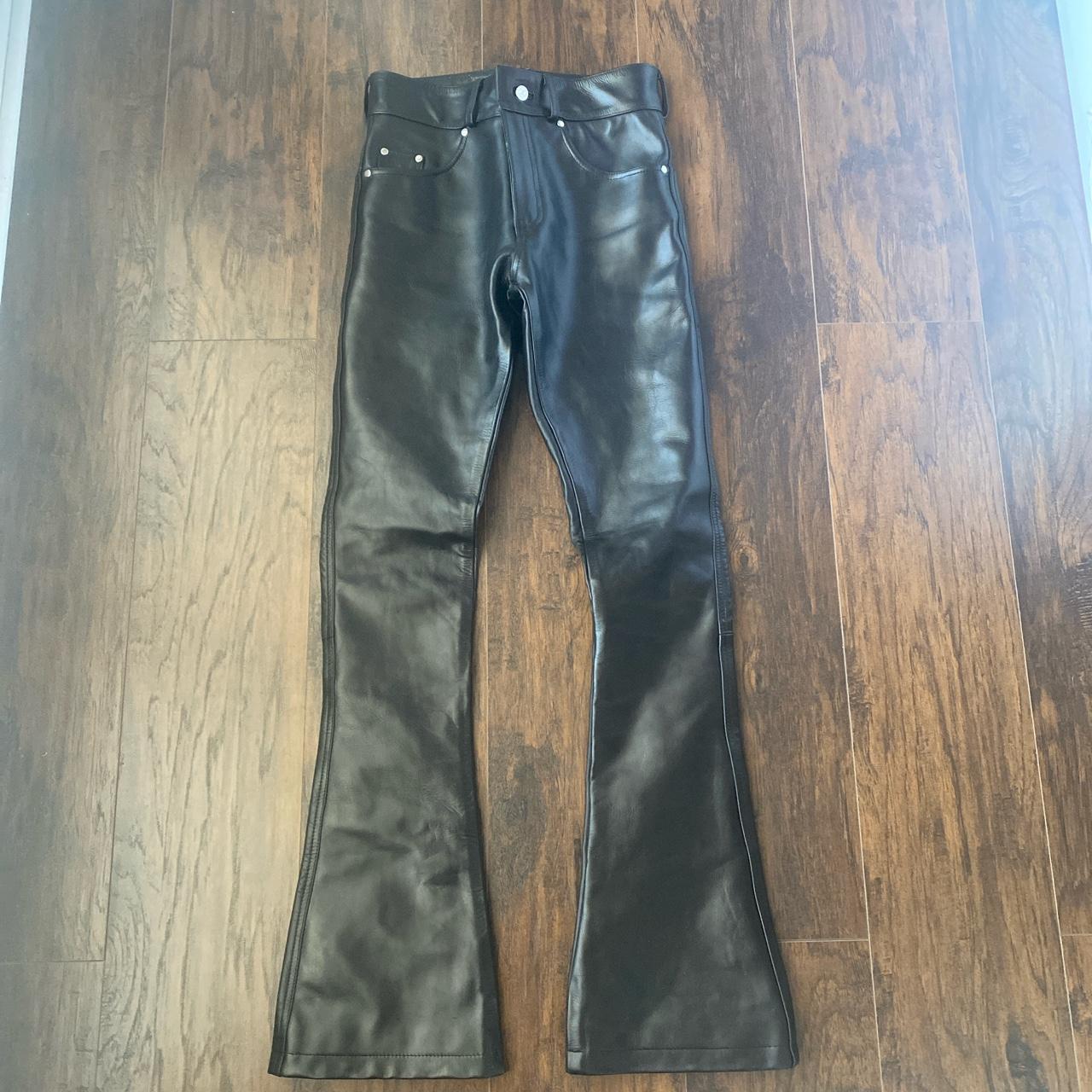 nyrva leather flared pants GENUINE LEATHER love... - Depop