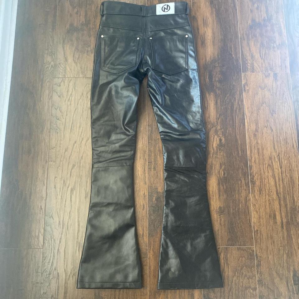 nyrva leather flared pants GENUINE LEATHER love... - Depop